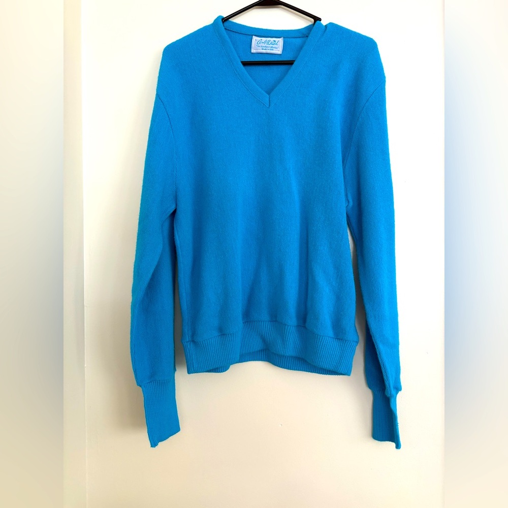 Arnold Palmer Vintage V-neck Grandpa Golf Sweater Blue Signature Collection L